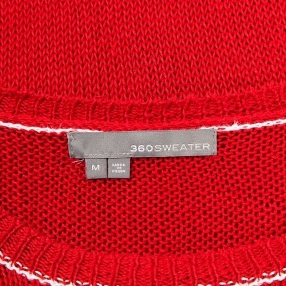 𝅺360 Cashmere red linen knit sweater sz medium - Picture 3 of 4